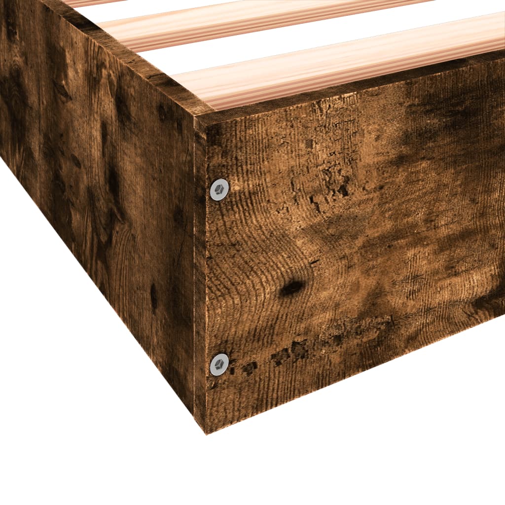 Bed Frame without Mattress Smoked Oak 180x200 cm Super King Engineered Wood - Bargainia.com - 