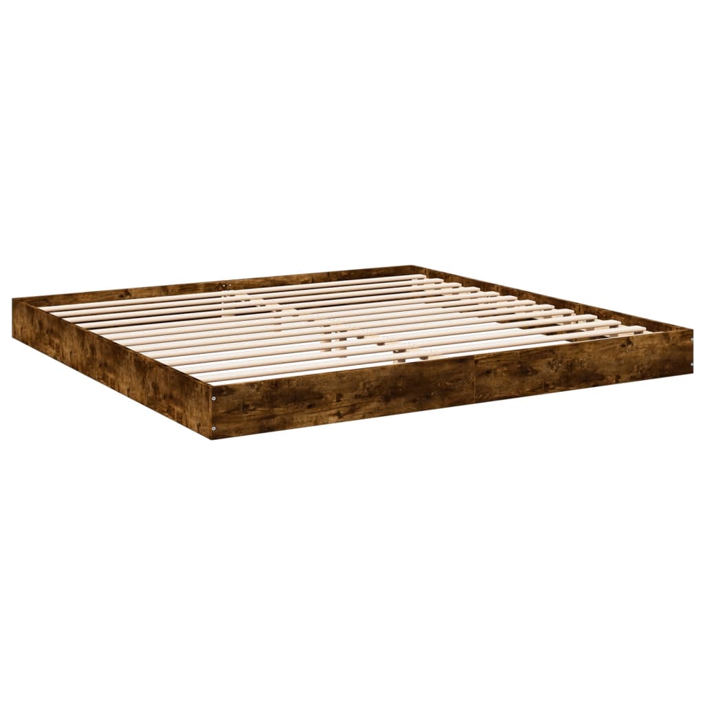 Bed Frame without Mattress Smoked Oak 180x200 cm Super King Engineered Wood - Bargainia.com - 