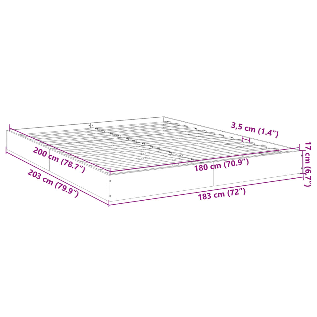 Bed Frame without Mattress Smoked Oak 180x200 cm Super King Engineered Wood - Bargainia.com - 