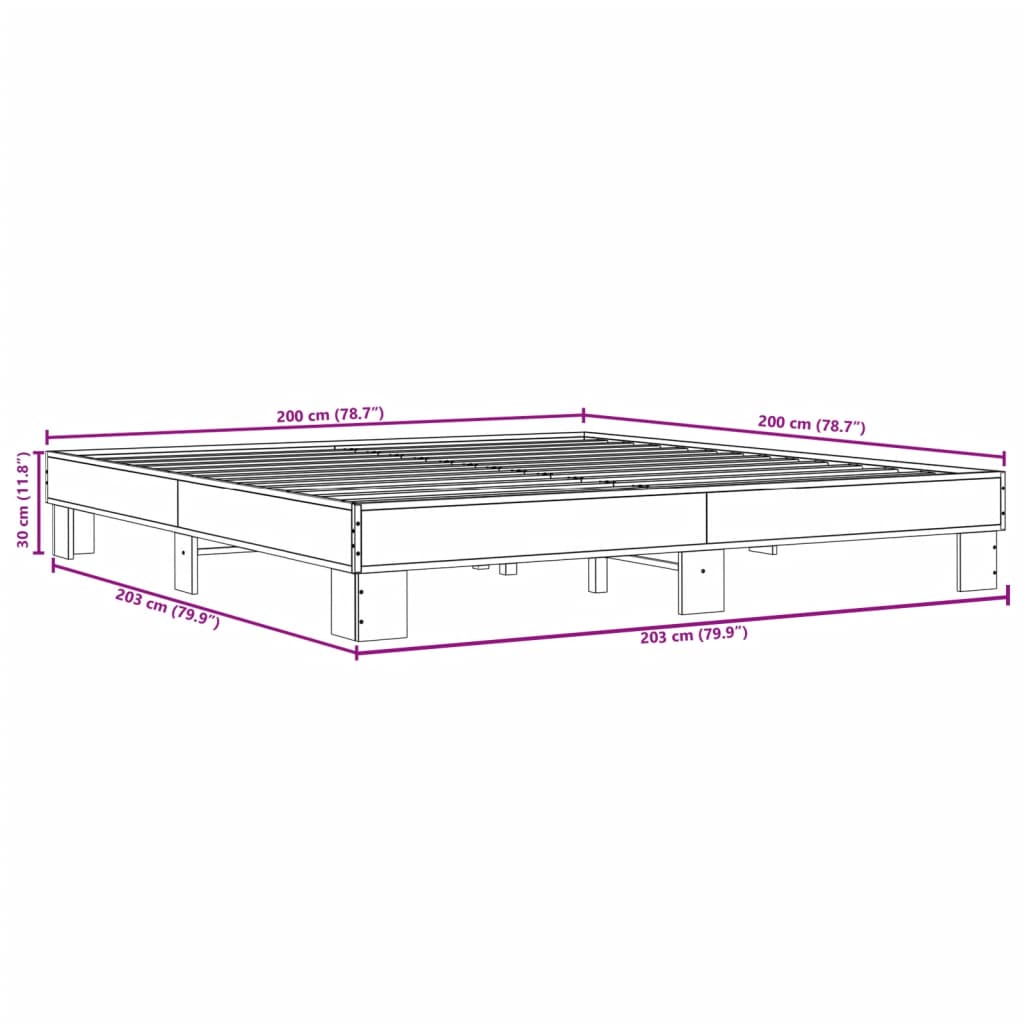 Bed Frame without Mattress Smoked Oak 200x200 cm - Bargainia.com - 