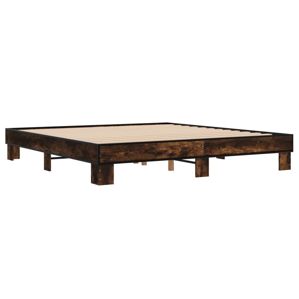 Bed Frame without Mattress Smoked Oak 200x200 cm - Bargainia.com - 8721102615153 - 3280219