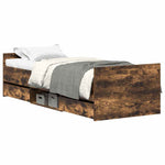 Bed Frame without Mattress Smoked Oak 75x190 cm Small Single - Bargainia.com - 