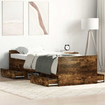 Bed Frame without Mattress Smoked Oak 75x190 cm Small Single - Bargainia.com - 