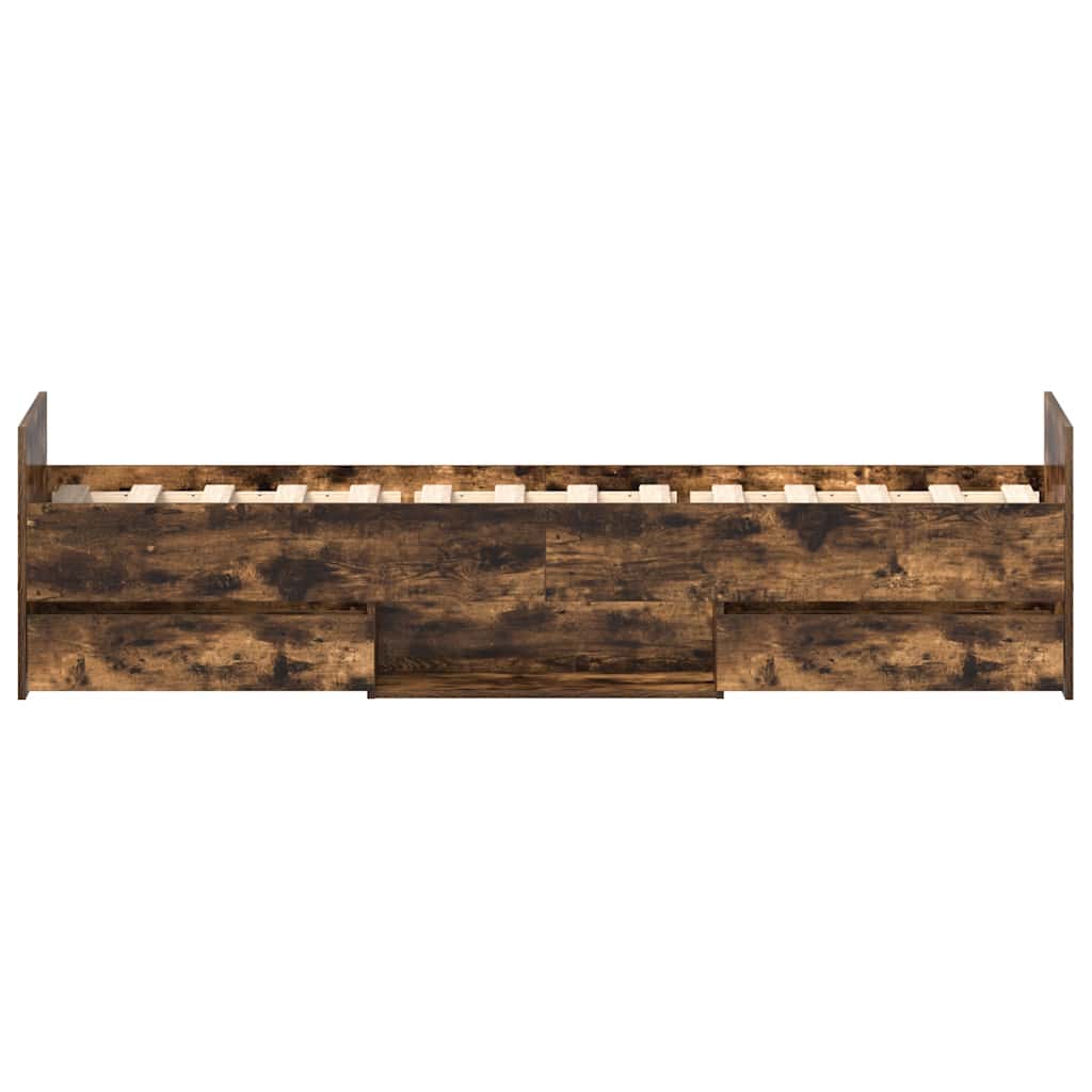 Bed Frame without Mattress Smoked Oak 75x190 cm Small Single - Bargainia.com - 