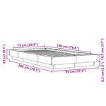 Bed Frame without Mattress Smoked Oak 75x190 cm Small Single - Bargainia.com - 