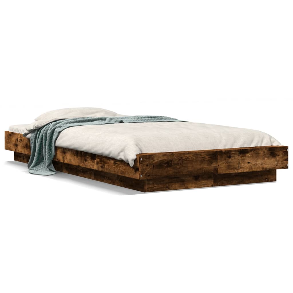 Bed Frame without Mattress Smoked Oak 75x190 cm Small Single - Bargainia.com - 