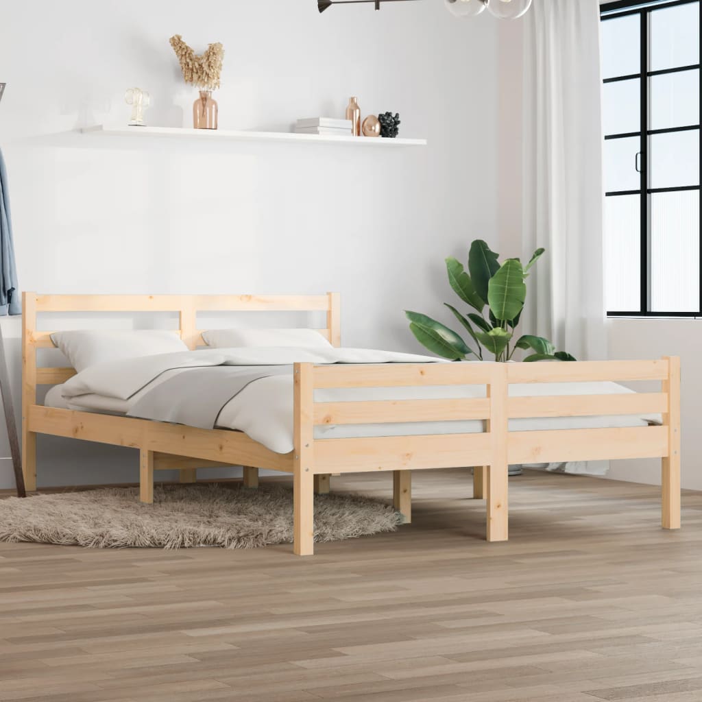 Bed Frame without Mattress Solid Wood 150x200 cm King Size King Size - Bargainia.com - 