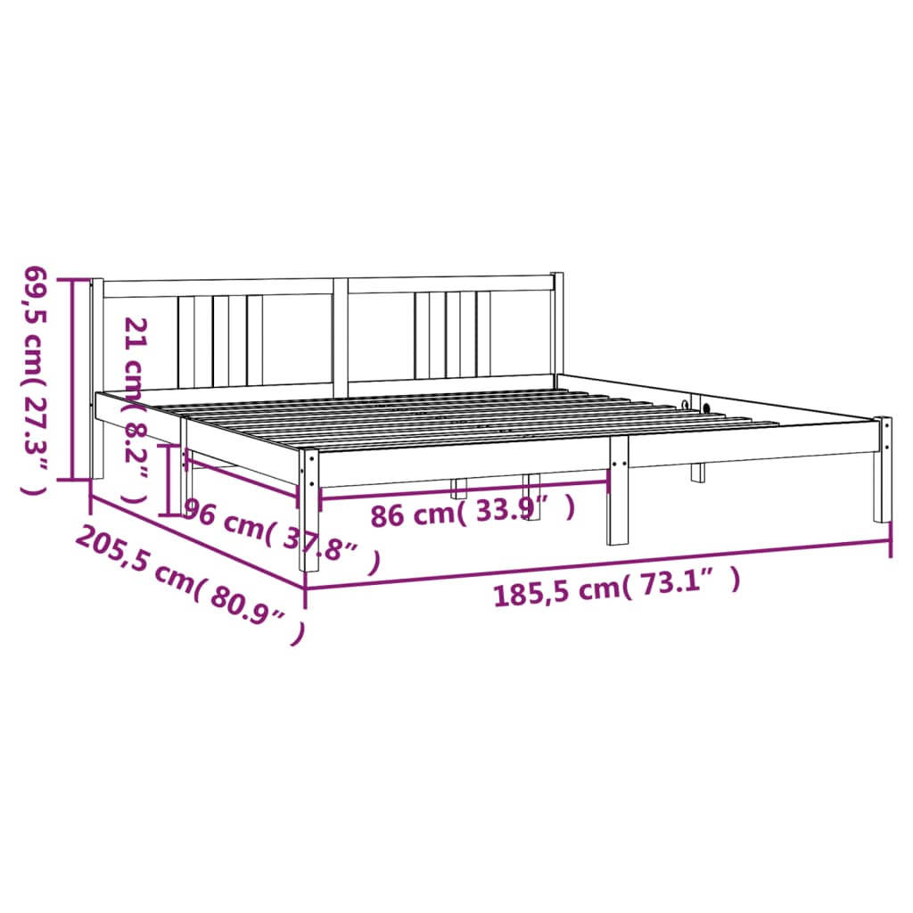 Bed Frame without Mattress Solid Wood 180x200 cm Super King Super King Size - Bargainia.com - 