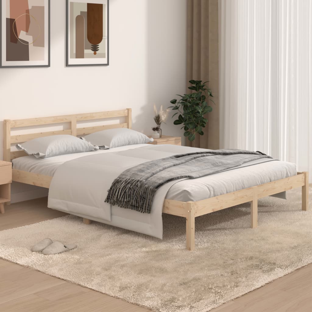 Bed Frame without Mattress Solid Wood Pine 140x190cm - Bargainia.com - 8720286877388 - 810410