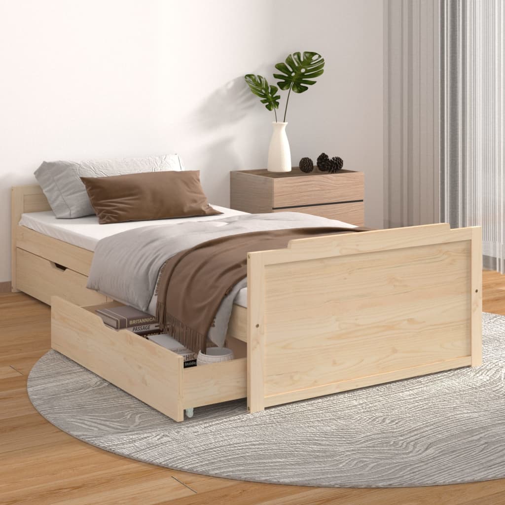 Bed Frame without Mattress Solid Wood Pine 90x200 cm - Bargainia.com - 