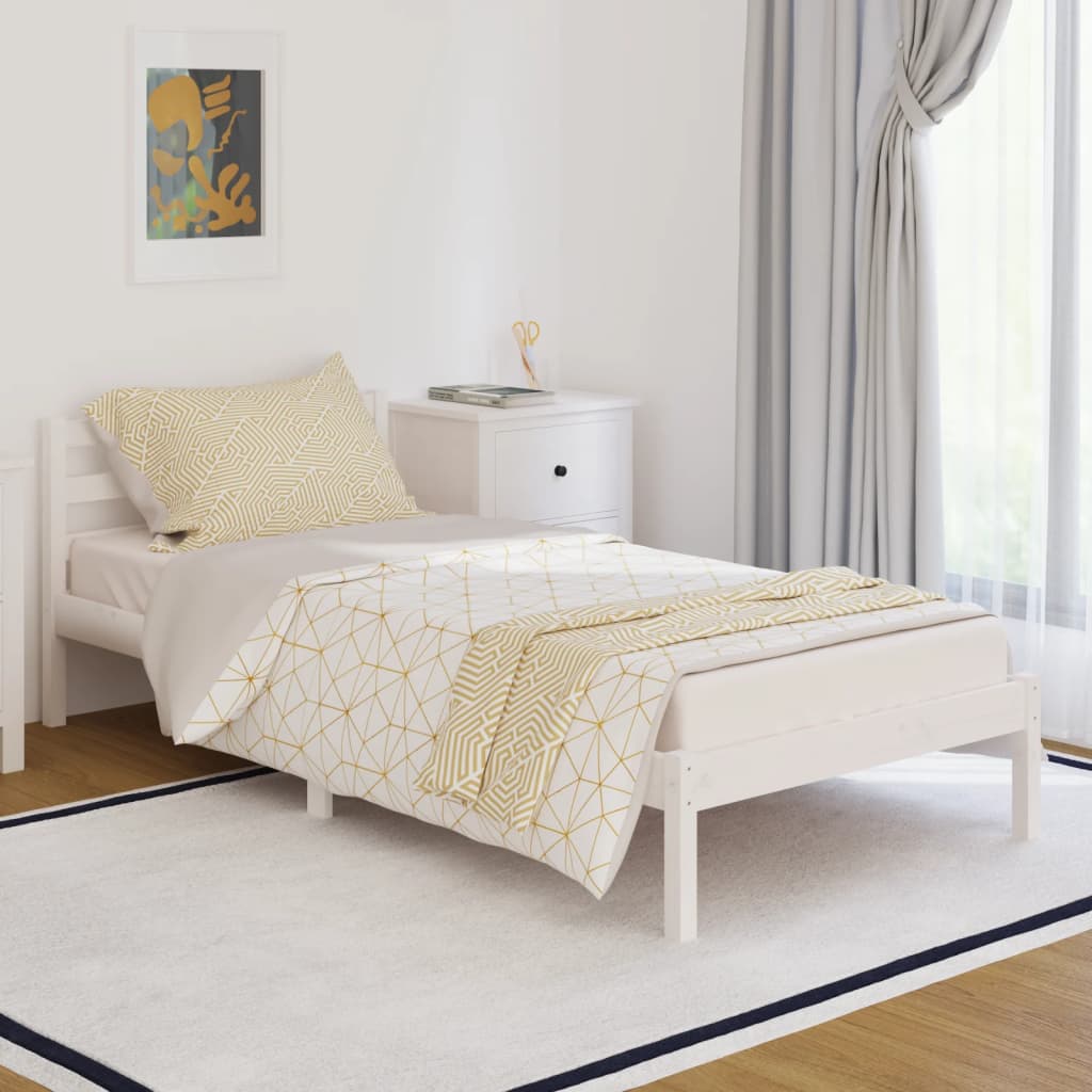 Bed Frame without Mattress Solid Wood Pine 90x200cm White - Bargainia.com - 8720286877449 - 810416