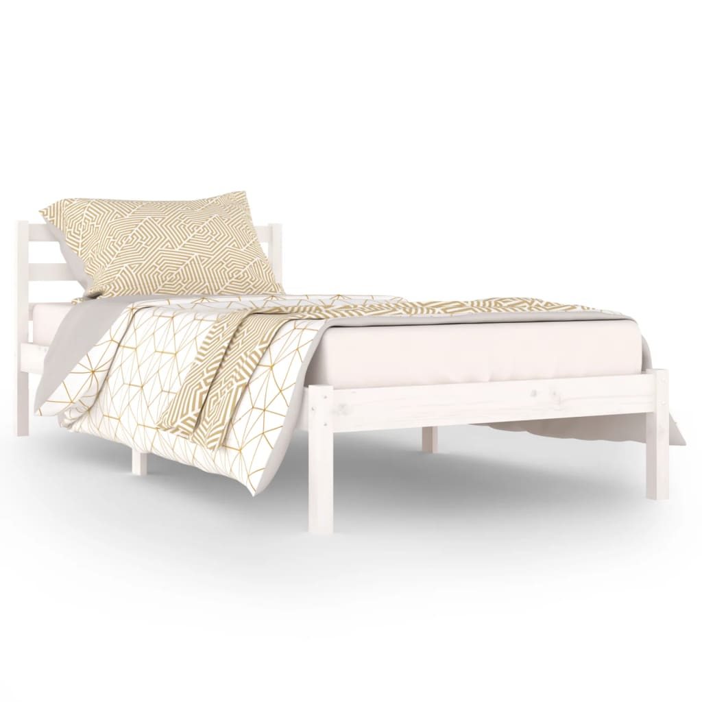 Bed Frame without Mattress Solid Wood Pine 90x200cm White - Bargainia.com - 8720286877449 - 810416