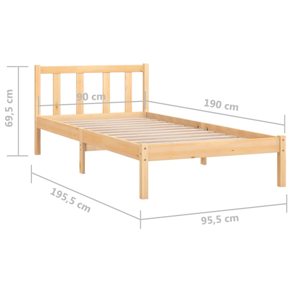 Bed Frame without Mattress Solid Wood Single - Bargainia.com - 8720286671245 - 810047