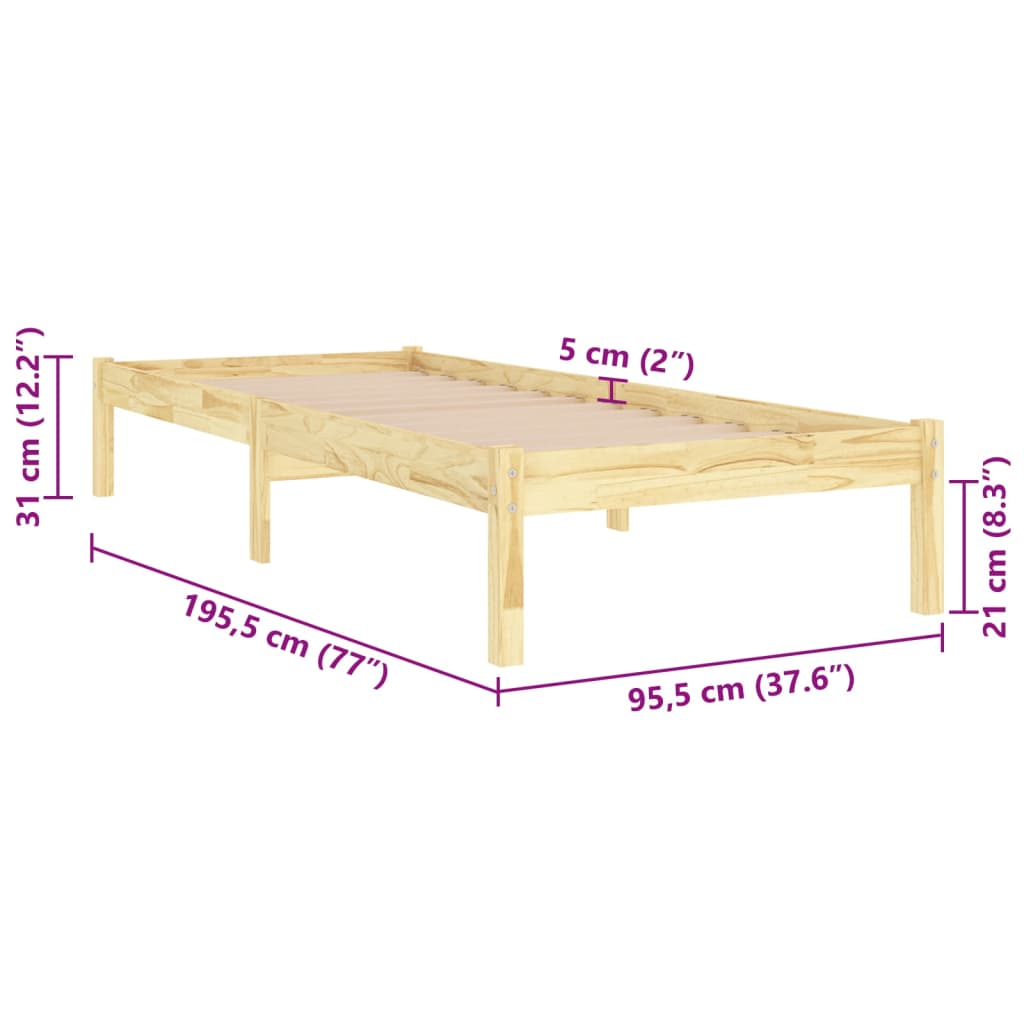 Bed Frame without Mattress Solid Wood Single - Bargainia.com - 8720286762080 - 809982