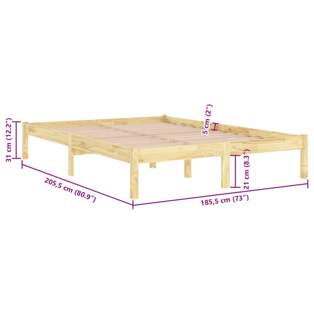 Bed Frame without Mattress Solid Wood Super King Size - Bargainia.com - 8720286762585 - 810032