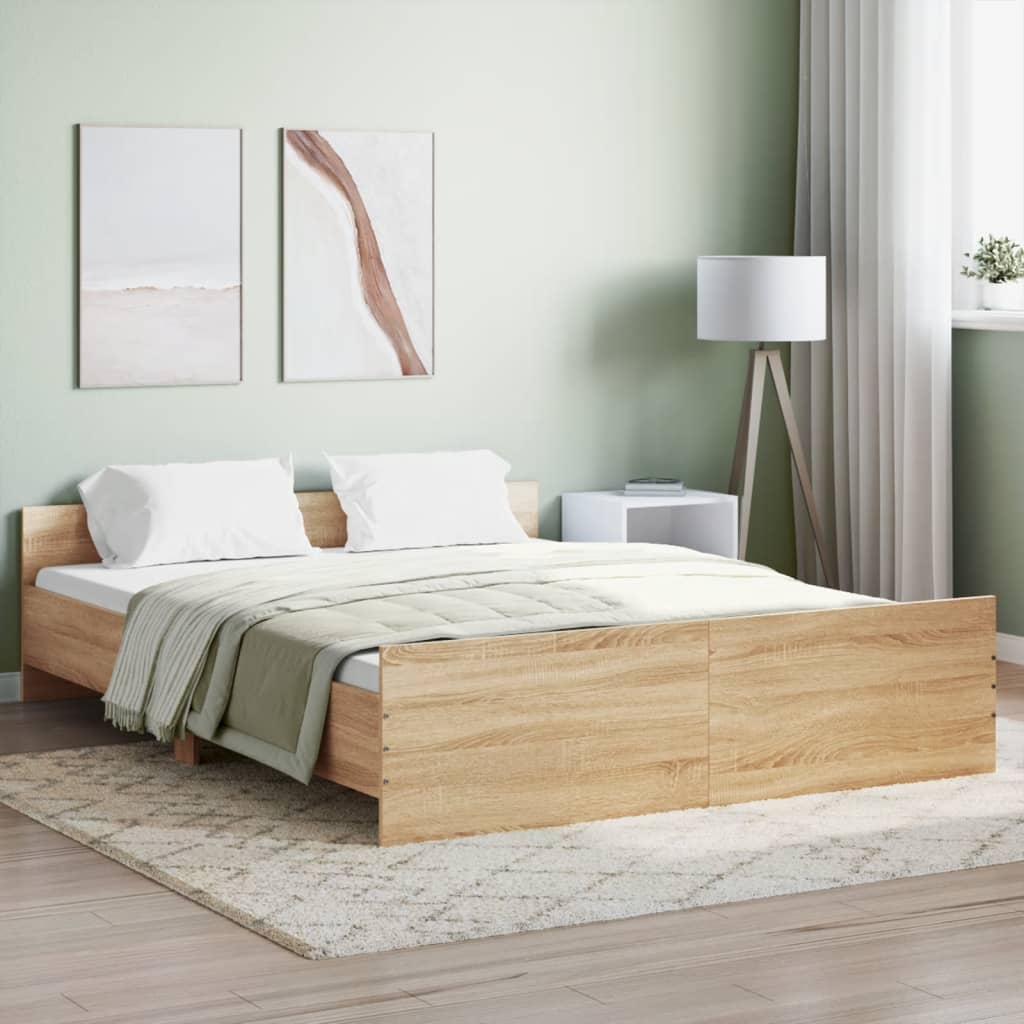 Bed Frame without Mattress Sonoma Oak 140x200 cm - Bargainia.com - 8721012157057 - 3203749