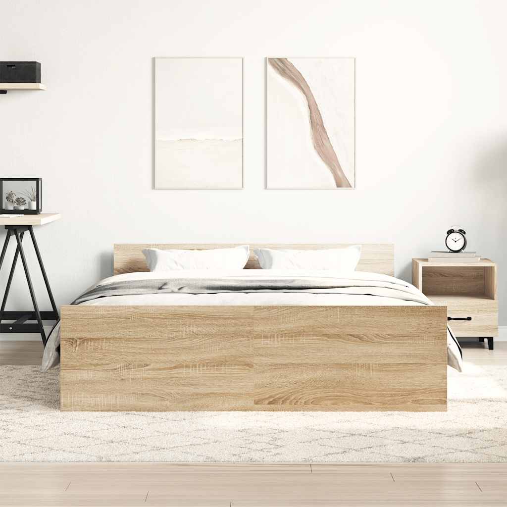 Bed Frame without Mattress Sonoma Oak 140x200 cm - Bargainia.com - 8721012157057 - 3203749
