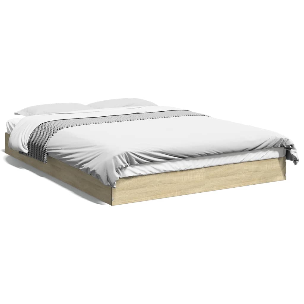 Bed Frame without Mattress Sonoma Oak 140x200 cm Engineered Wood - Bargainia.com - 8721102598845 - 842023