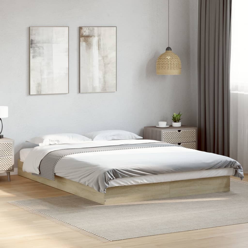 Bed Frame without Mattress Sonoma Oak 140x200 cm Engineered Wood - Bargainia.com - 8721102598845 - 842023
