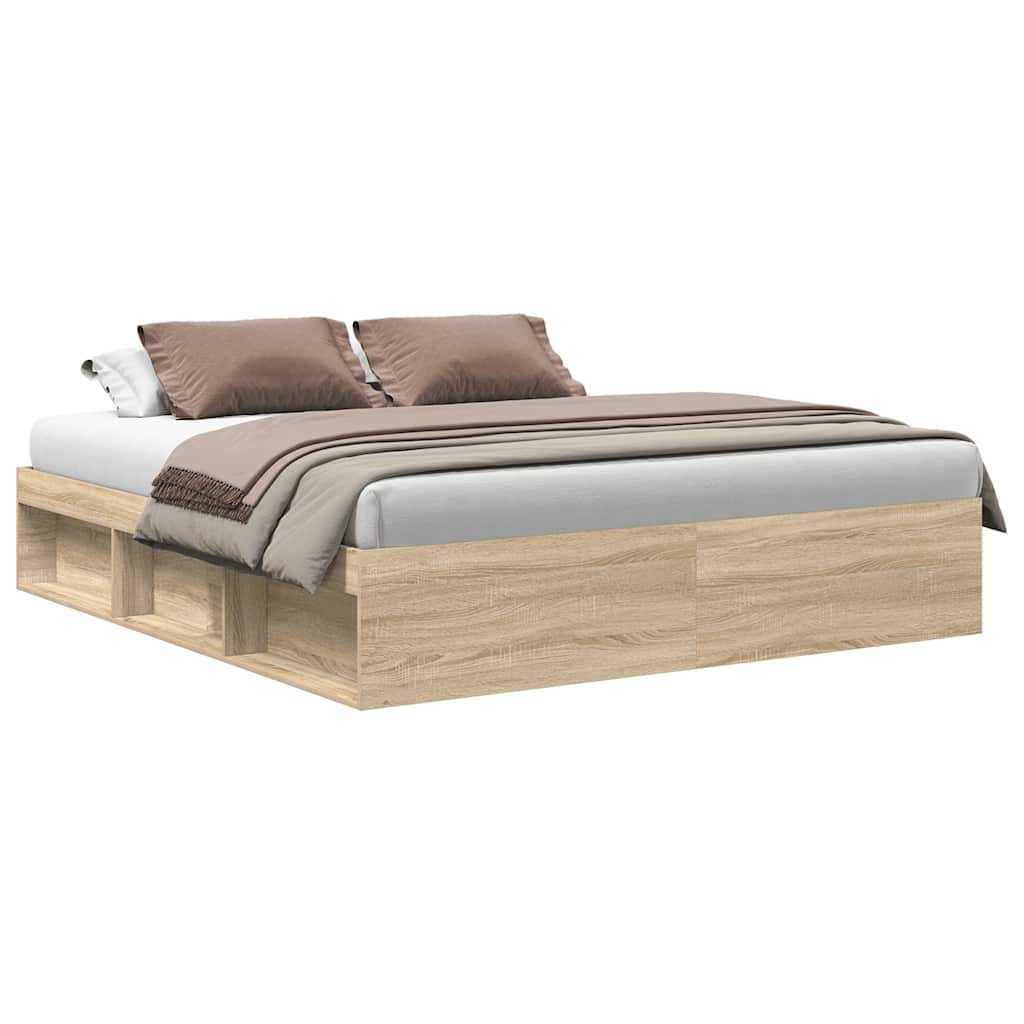 Bed Frame without Mattress Sonoma Oak 200x200 cm - Bargainia.com - 8721012158450 - 3203889