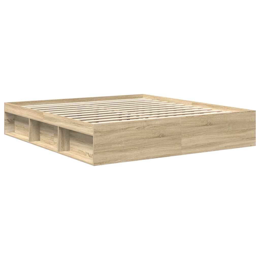Bed Frame without Mattress Sonoma Oak 200x200 cm - Bargainia.com - 8721012158450 - 3203889
