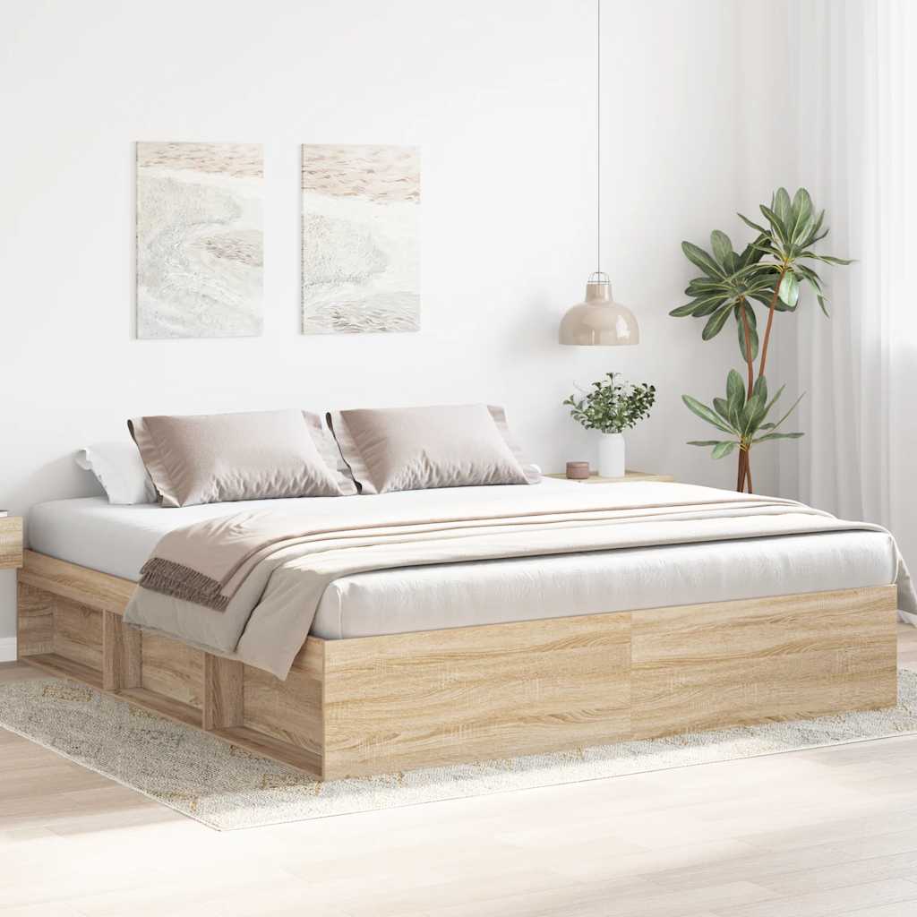 Sonoma Oak King Size Bed Frame With Storage - 200x200cm - Bargainia.com - 