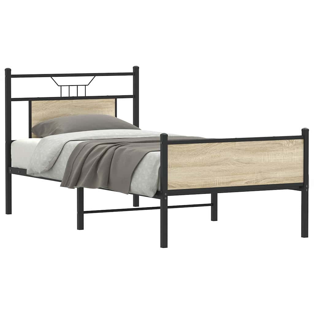 Bed Frame without Mattress Sonoma Oak 90x190 cm Single Engineered Wood - Bargainia.com - 