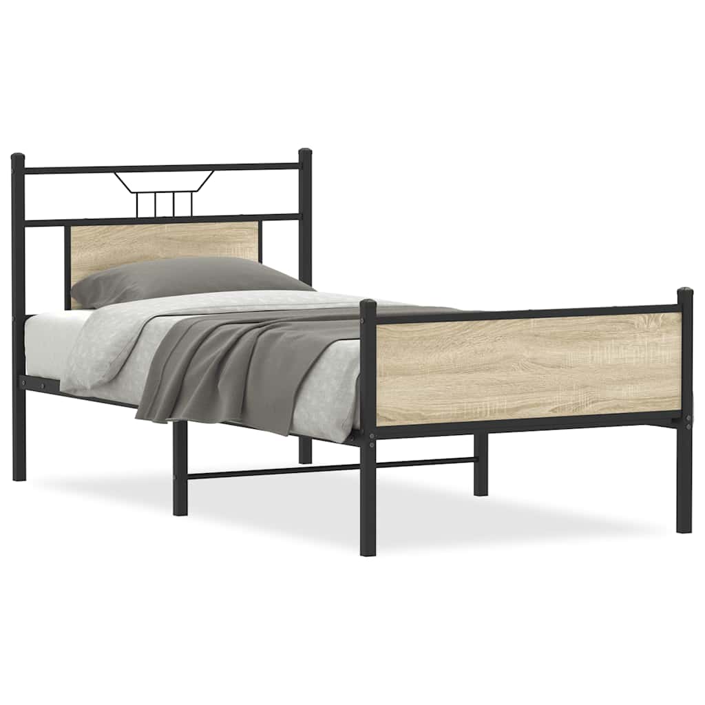Bed Frame without Mattress Sonoma Oak 90x190 cm Single Engineered Wood - Bargainia.com - 