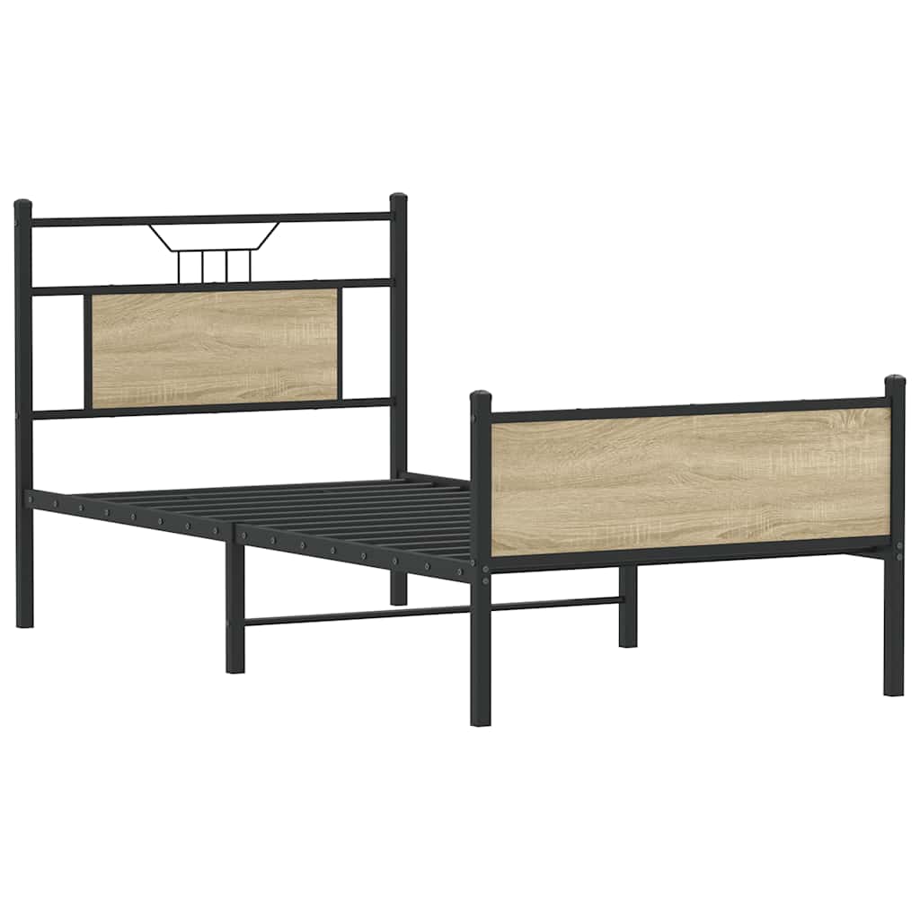 Bed Frame without Mattress Sonoma Oak 90x190 cm Single Engineered Wood - Bargainia.com - 