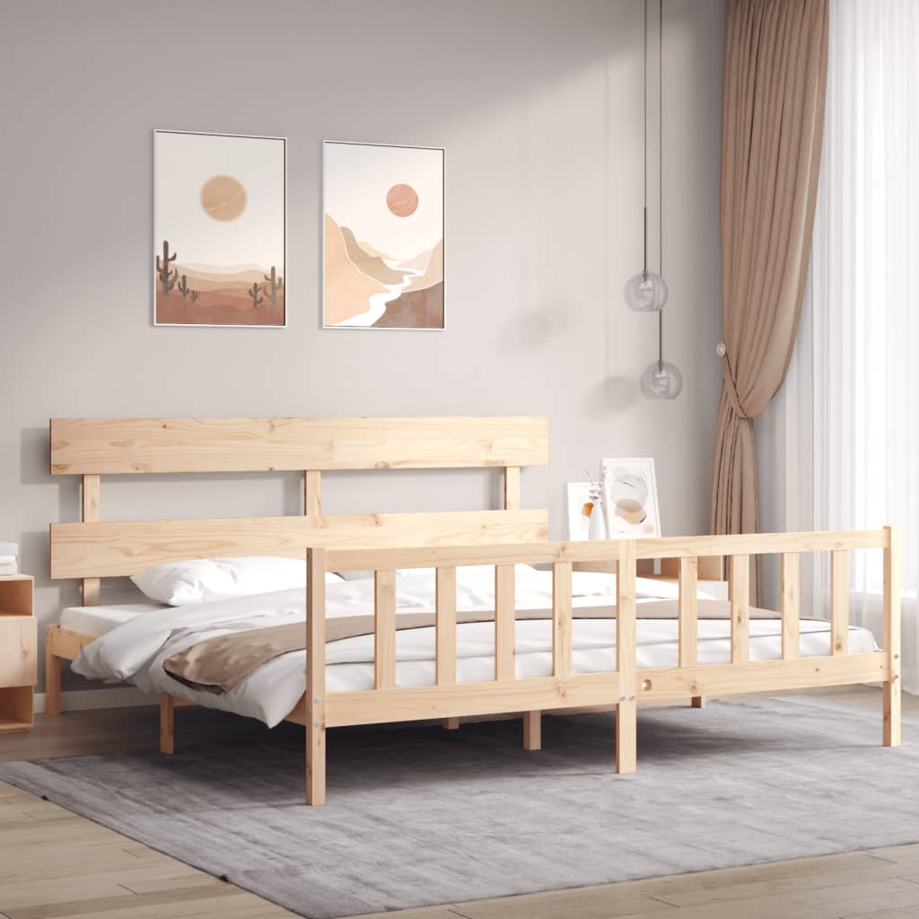 Bed Frame without Mattress Super King Size Solid Wood Pine - Bargainia.com - 