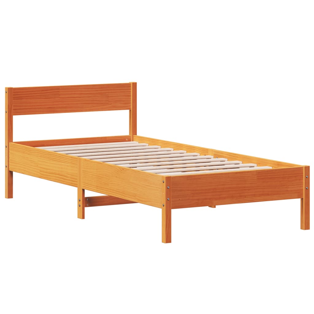 Bed Frame without Mattress Wax Brown 100x200 cm Solid Wood Pine - Bargainia.com - 