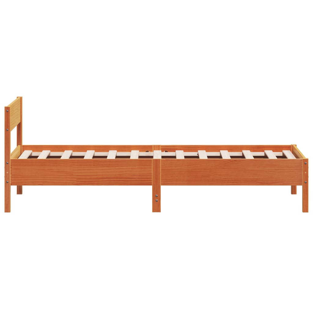 Bed Frame without Mattress Wax Brown 100x200 cm Solid Wood Pine - Bargainia.com - 