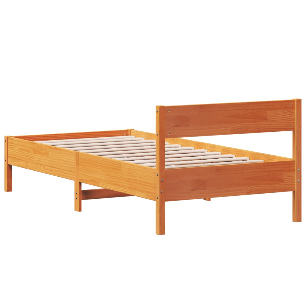 Bed Frame without Mattress Wax Brown 100x200 cm Solid Wood Pine - Bargainia.com - 