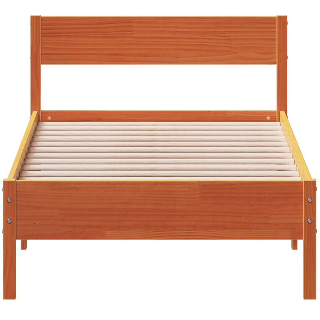 Bed Frame without Mattress Wax Brown 100x200 cm Solid Wood Pine - Bargainia.com - 