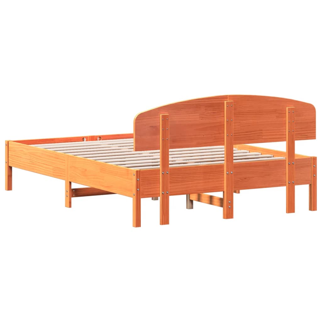Bed Frame without Mattress Wax Brown 120x190 cm Small Double Solid Wood Pine - Bargainia.com - 