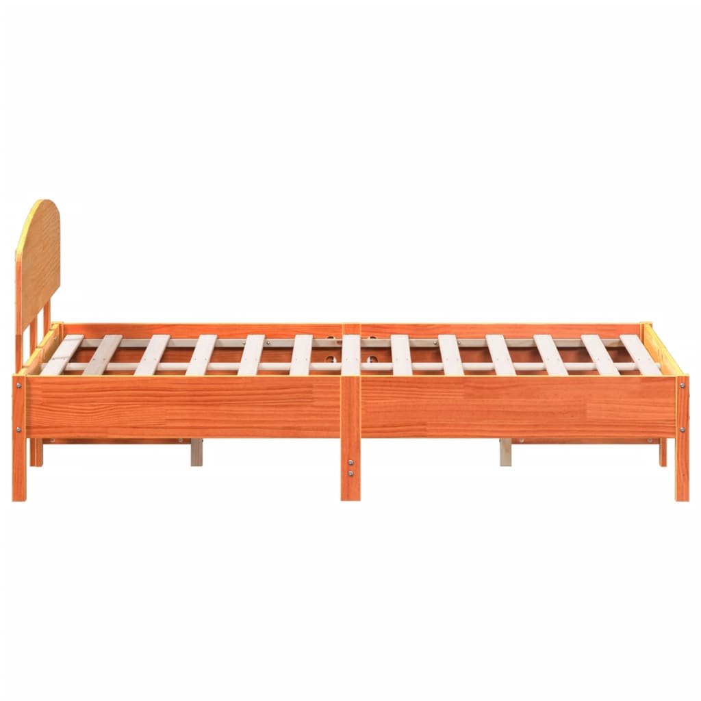 Bed Frame without Mattress Wax Brown 120x190 cm Small Double Solid Wood Pine - Bargainia.com - 