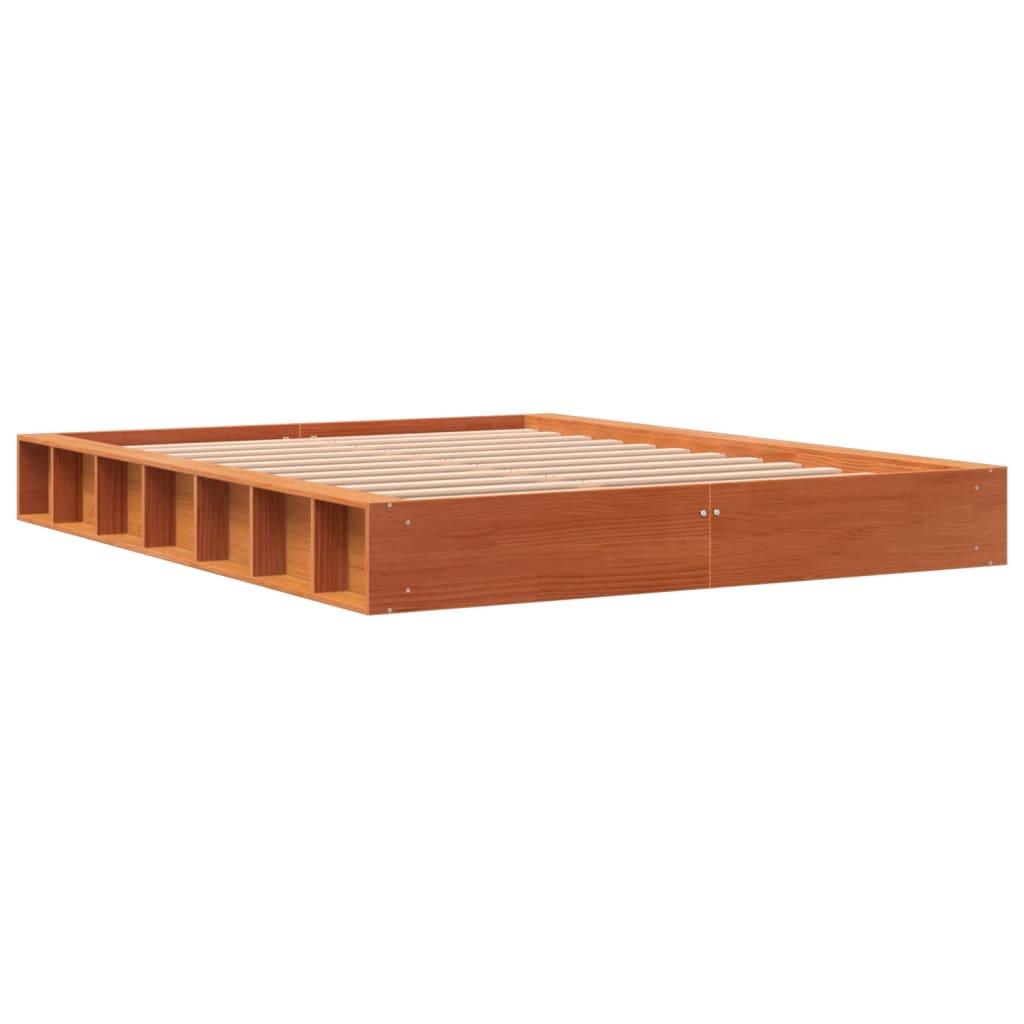 Bed Frame without Mattress Wax Brown 120x190 cm Small Double Solid Wood Pine - Bargainia.com - 