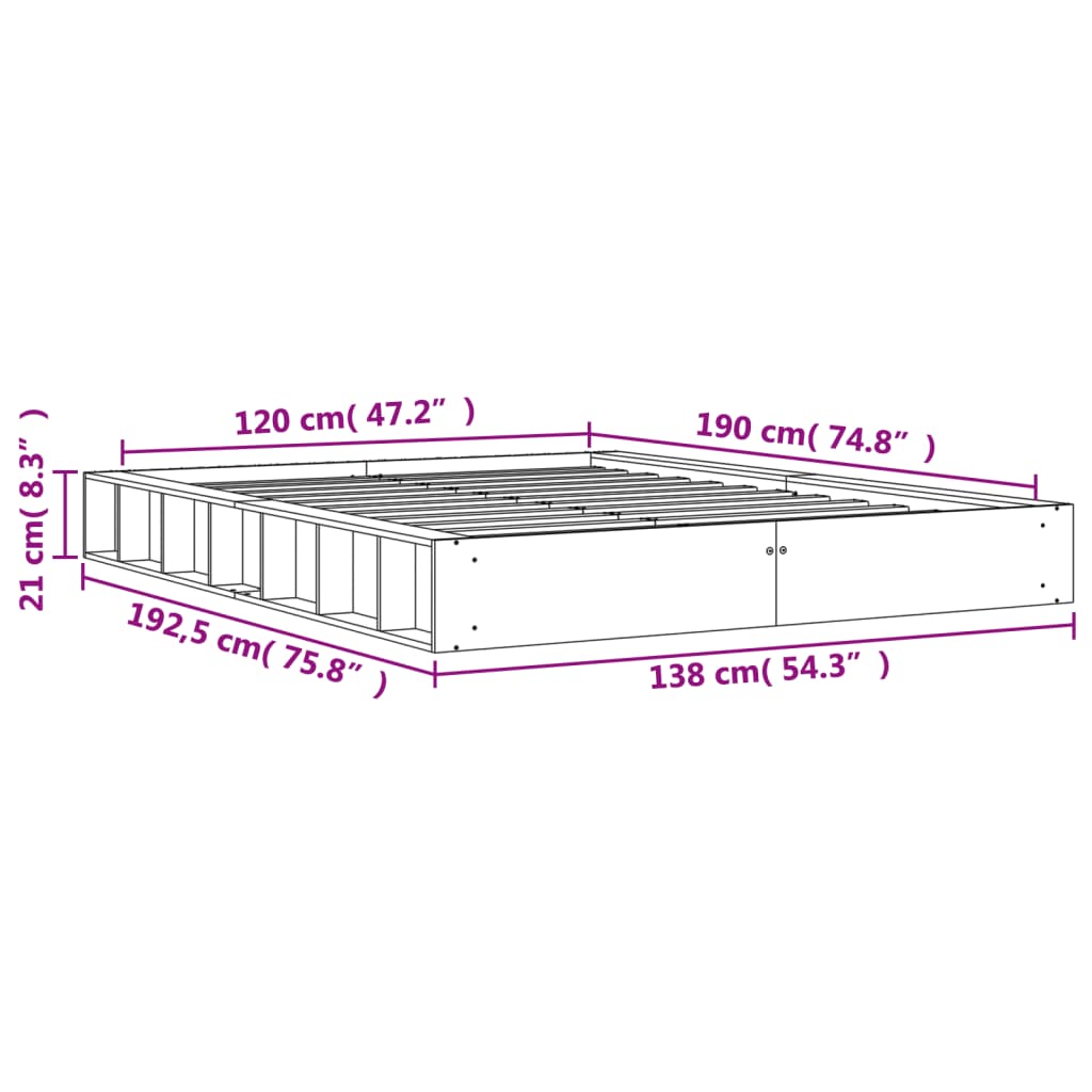 Bed Frame without Mattress Wax Brown 120x190 cm Small Double Solid Wood Pine - Bargainia.com - 