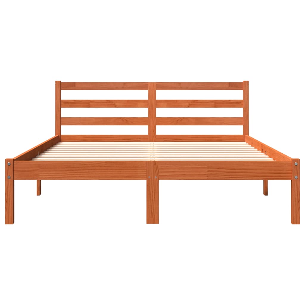 Bed Frame without Mattress Wax Brown 120x190 cm Small Double Solid Wood Pine - Bargainia.com - 