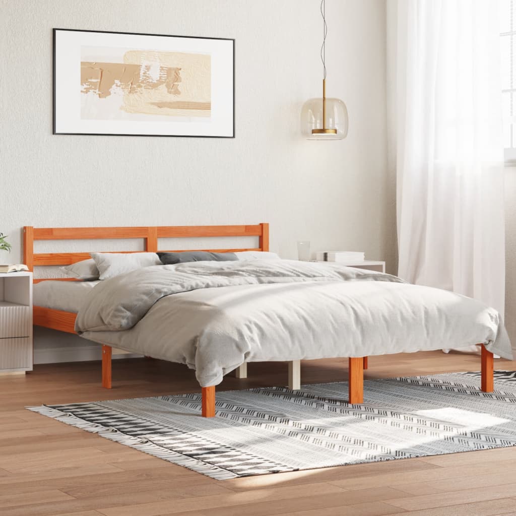 Bed Frame without Mattress Wax Brown 120x190 cm Small Double Solid Wood Pine - Bargainia.com - 