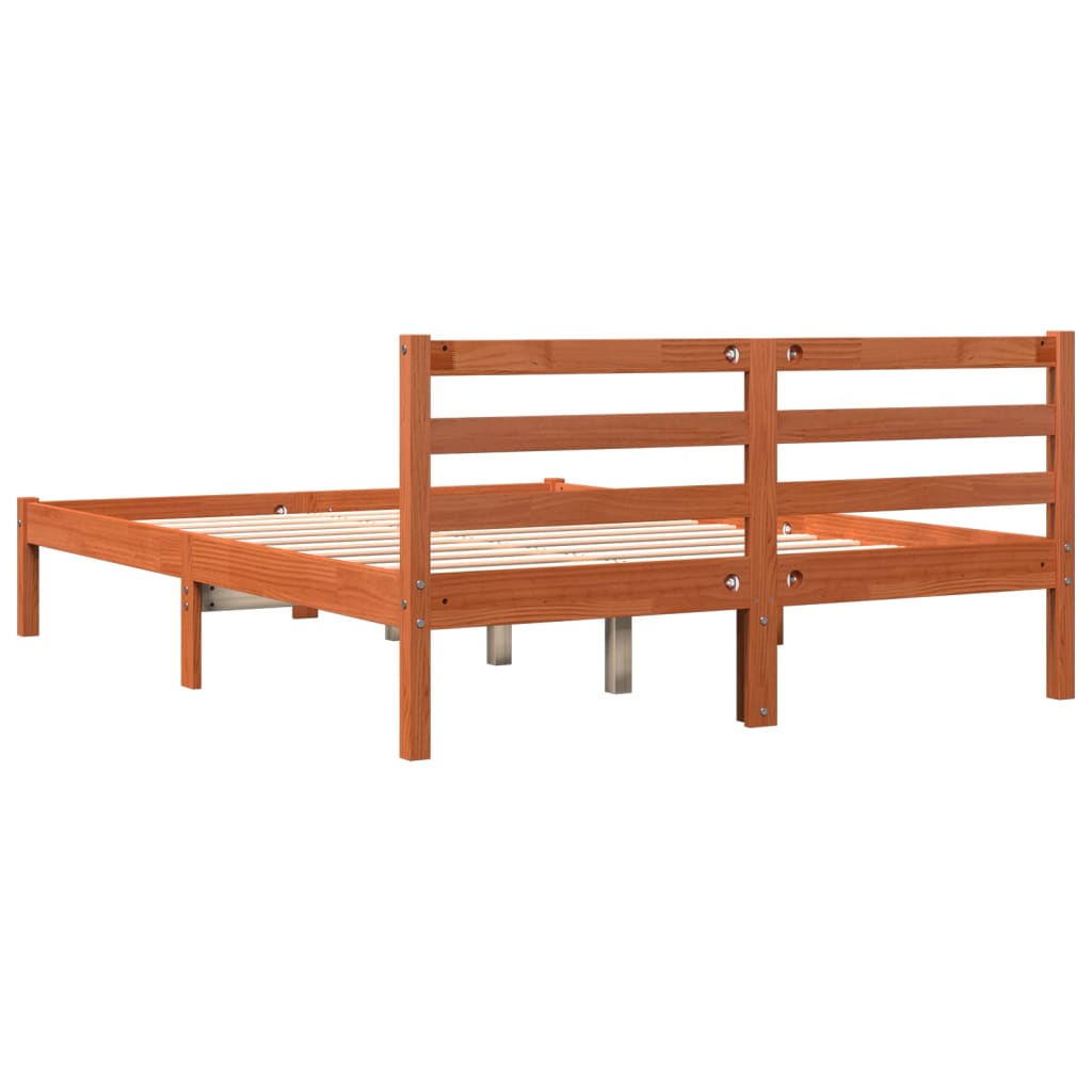 Bed Frame without Mattress Wax Brown 120x190 cm Small Double Solid Wood Pine - Bargainia.com - 