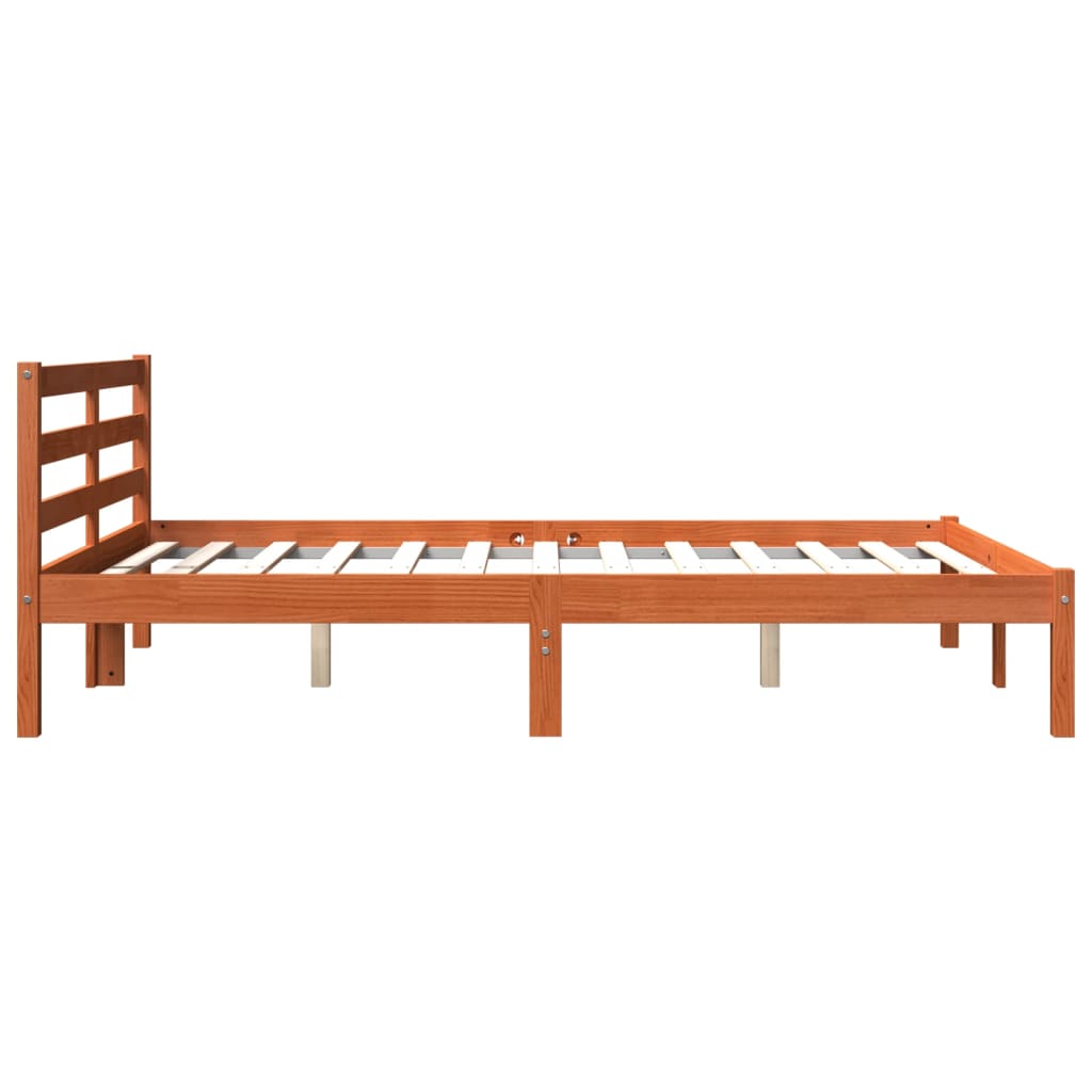 Bed Frame without Mattress Wax Brown 120x190 cm Small Double Solid Wood Pine - Bargainia.com - 