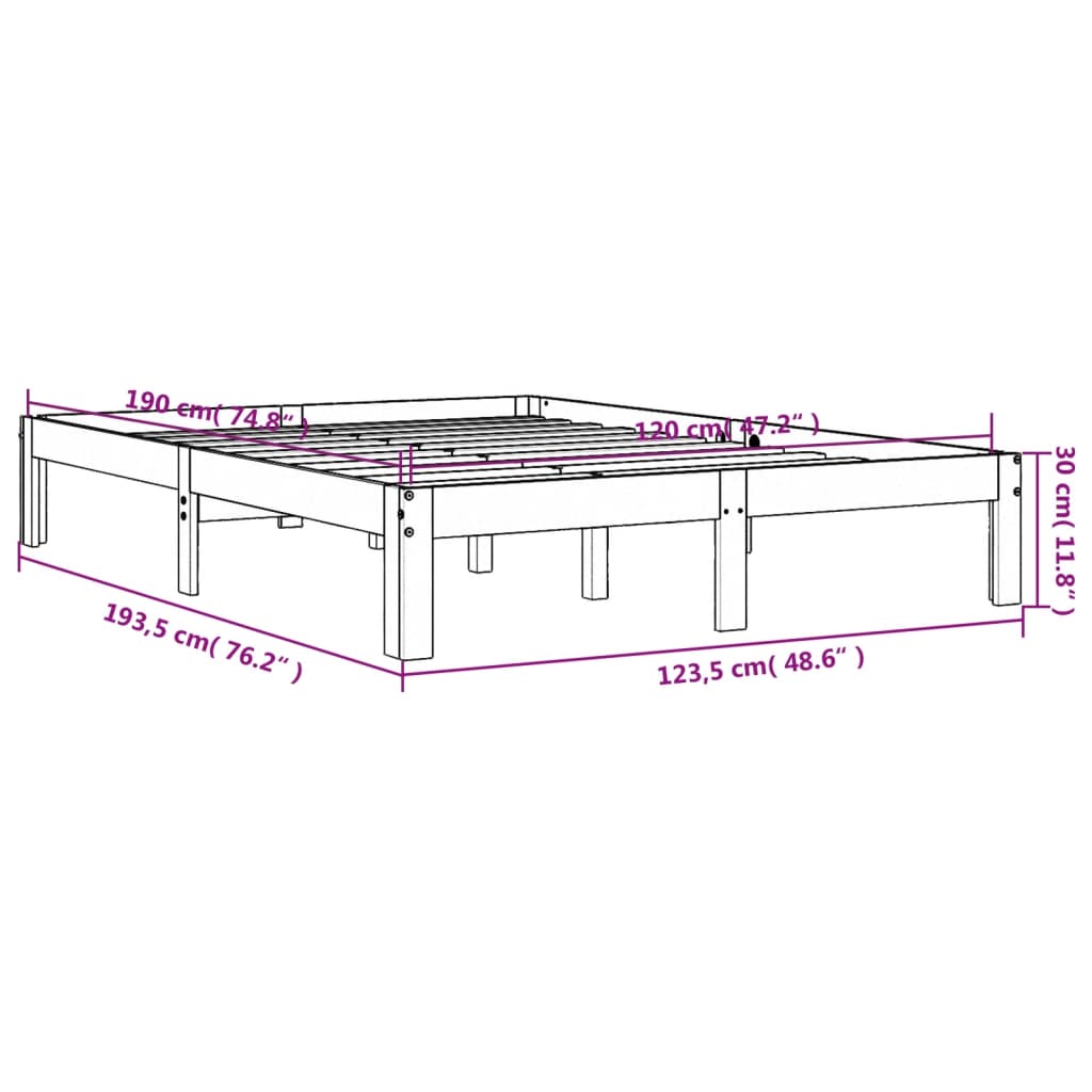 Bed Frame without Mattress Wax Brown 120x190 cm Small Double Solid Wood Pine - Bargainia.com - 