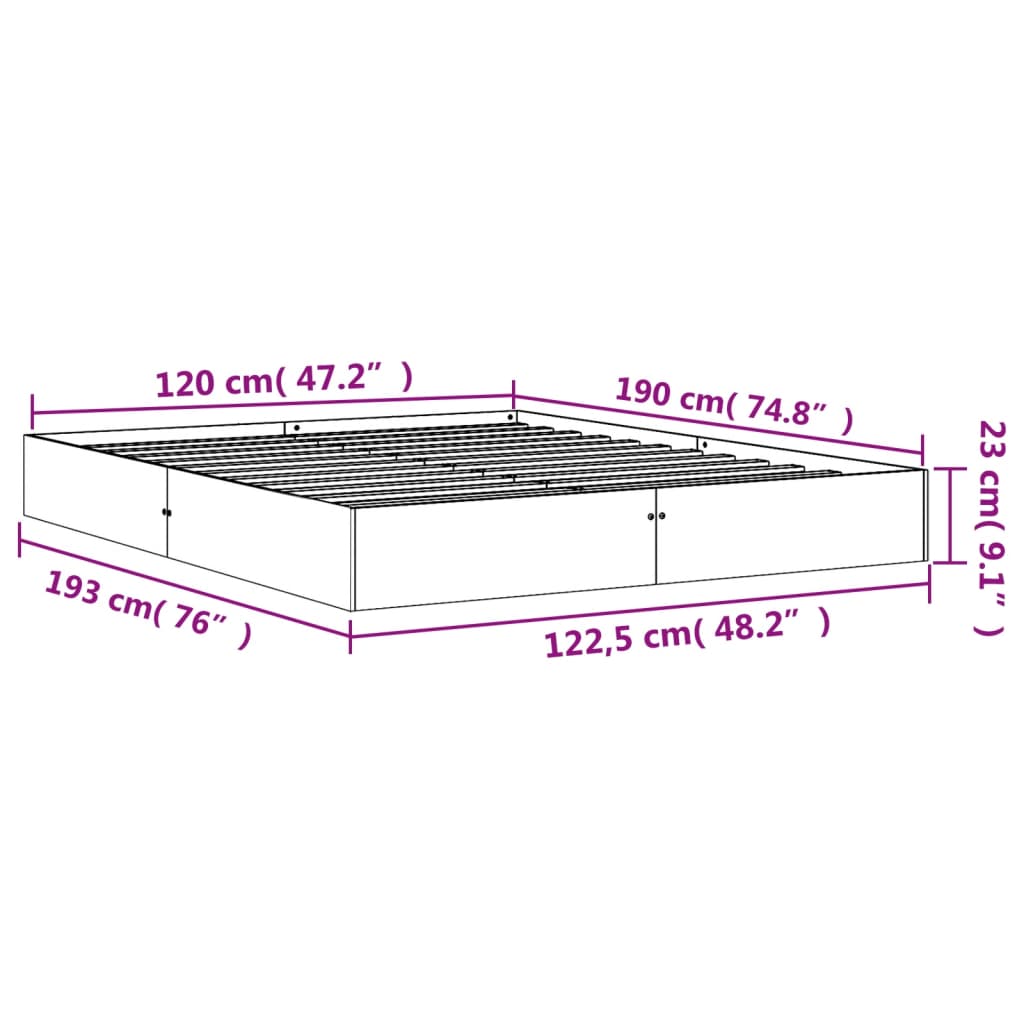 Bed Frame without Mattress Wax Brown 120x190 cm Small Double Solid Wood Pine - Bargainia.com - 