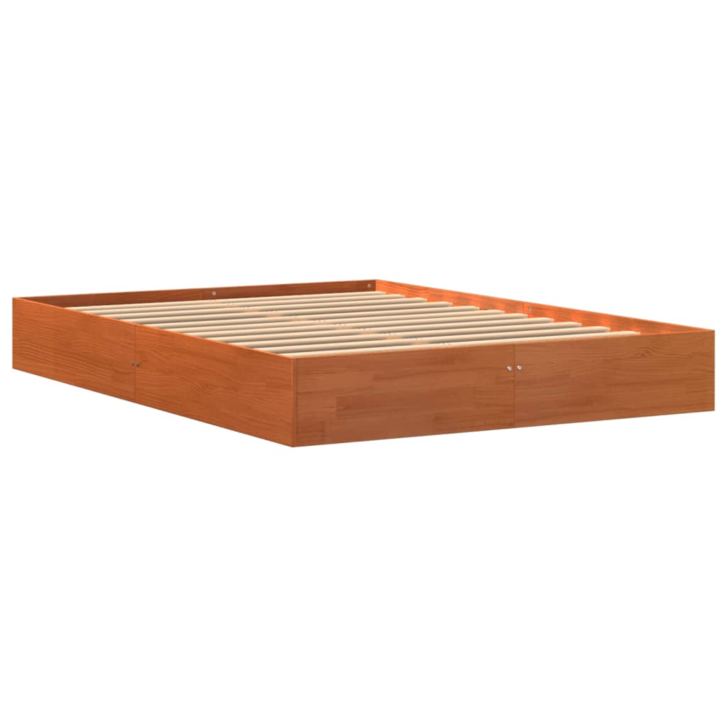 Bed Frame without Mattress Wax Brown 120x190 cm Small Double Solid Wood Pine - Bargainia.com - 