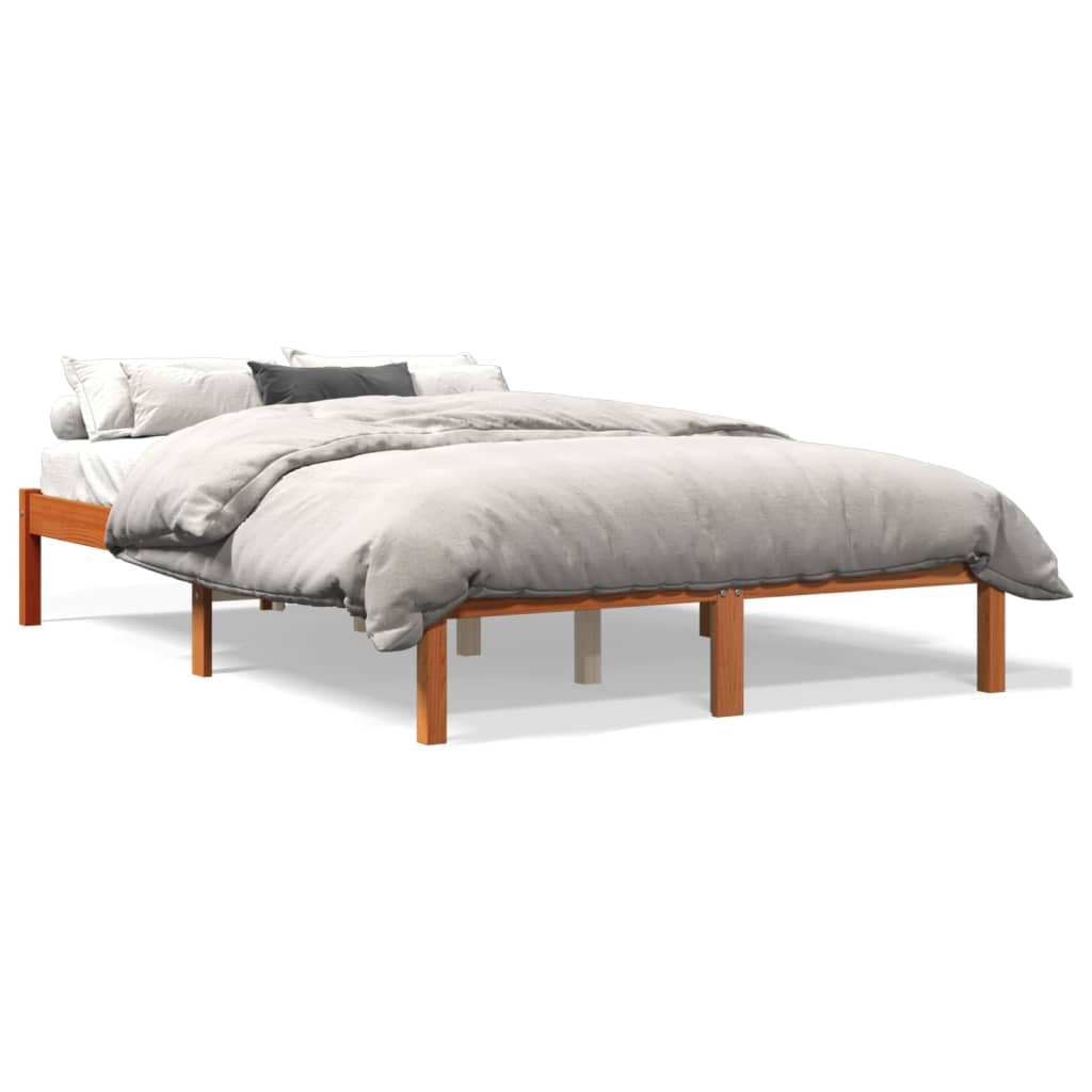 Bed Frame without Mattress Wax Brown 120x190 cm Small Double Solid Wood Pine - Bargainia.com - 