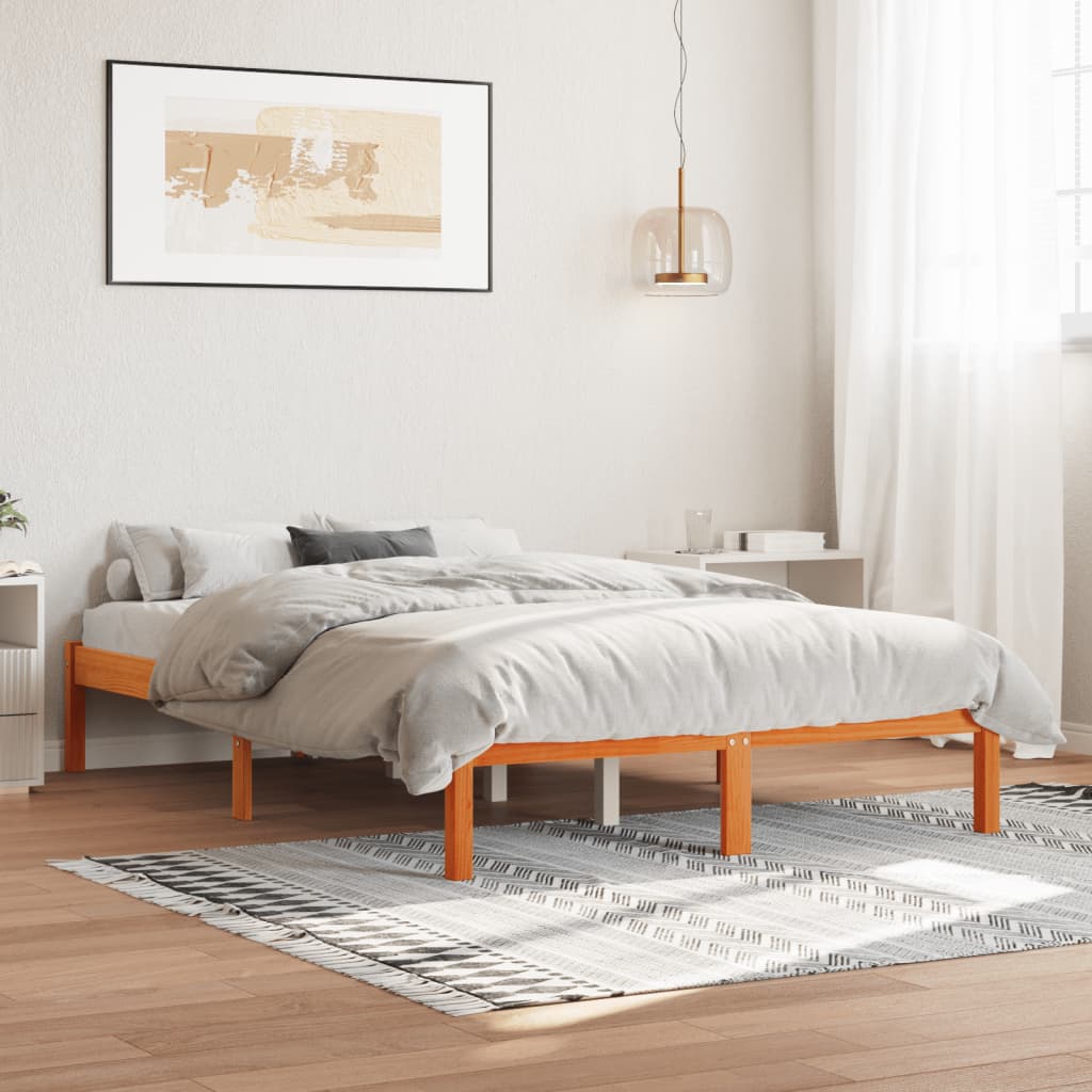 Bed Frame without Mattress Wax Brown 120x190 cm Small Double Solid Wood Pine - Bargainia.com - 
