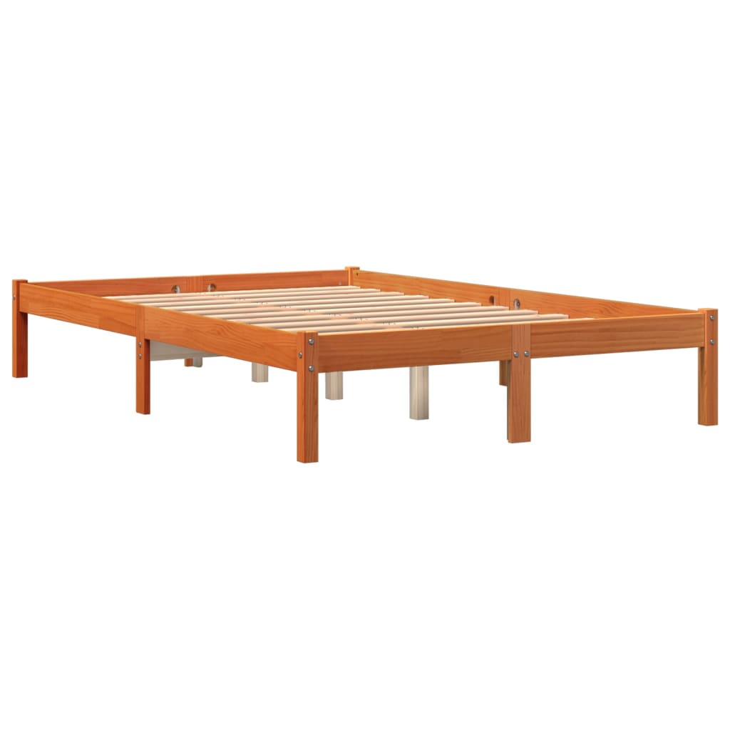 Bed Frame without Mattress Wax Brown 120x190 cm Small Double Solid Wood Pine - Bargainia.com - 