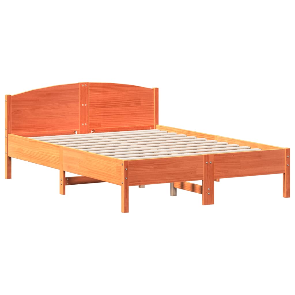 Bed Frame without Mattress Wax Brown 120x190 cm Small Double Solid Wood Pine - Bargainia.com - 