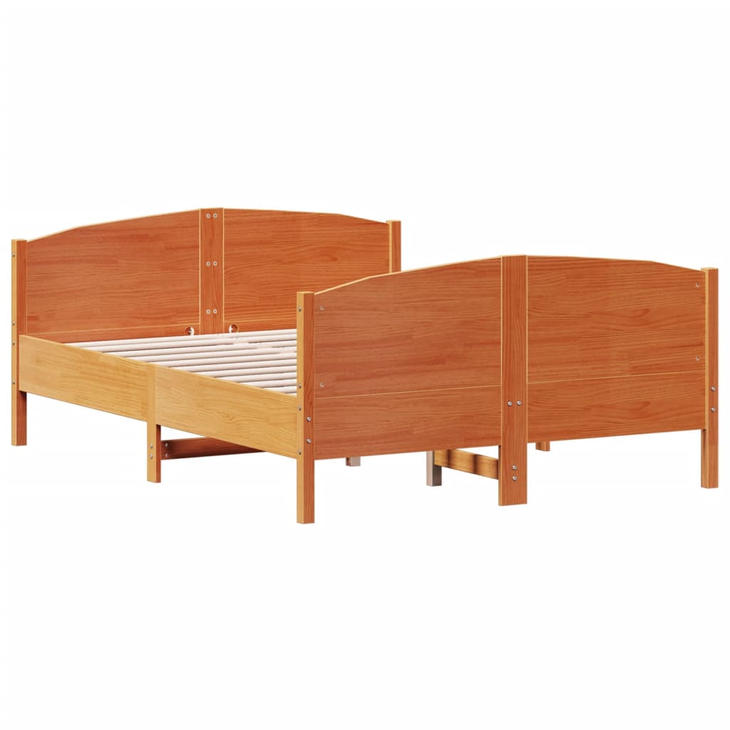 Bed Frame without Mattress Wax Brown 120x190 cm Small Double Solid Wood Pine - Bargainia.com - 